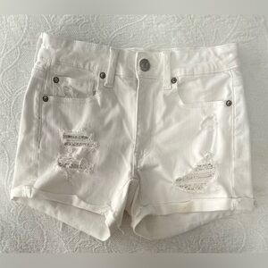 American Eagle White High Waisted Distressed Women's Shorts